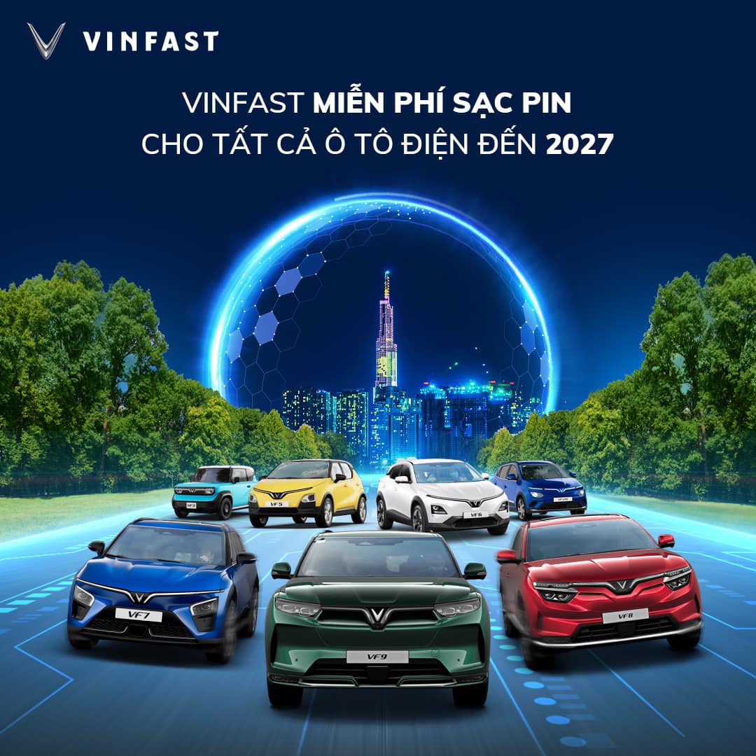 VinFast Miễn Phí sạc pin cho tất cả ô tô điện đến ngày 30/06/2027