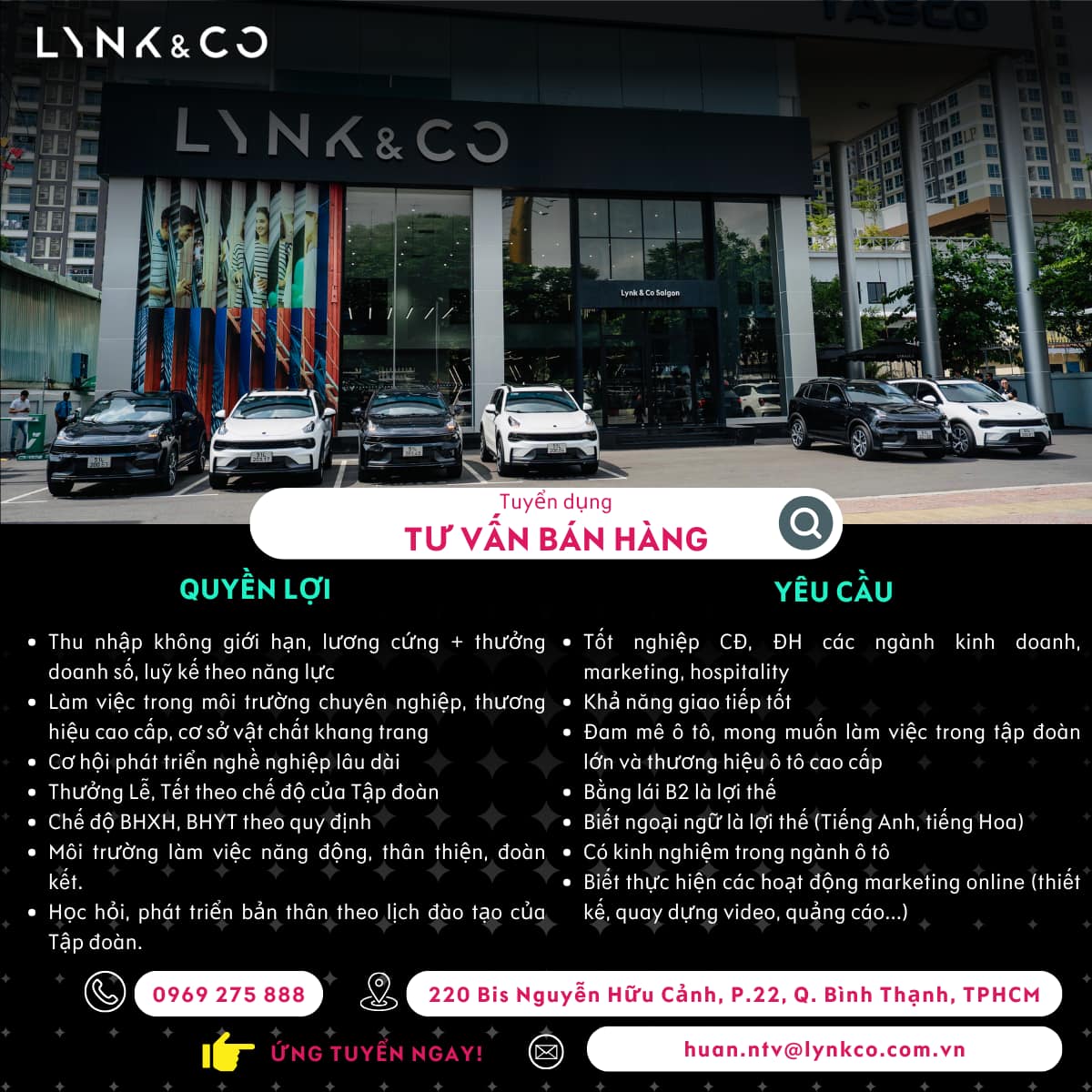 Lynk & Co Sài Gòn - Showroom 4s tuyển dụng nhân viên kinh doanh xe ô tô